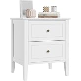 FOREHILL White Bedside Table, Bedroom Bedside Tables with 2 Drawers | Bedside Tables, Bedside Table, Modern, Wood, for Side T