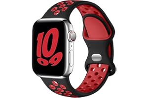 Upeak Pasek Sportowy Kompatybilny z Apple Watch Pasek 38mm 40mm 41mm 42mm 44mm 45mm, Oddychająca Silikon Opaska Zatrzaskowa z Podwójnym Otworem, do Paska iWatch Series 7 SE 6 5 4 3 2 1