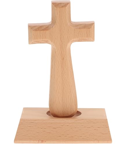 Croce Celtica In Legno Intagliato A Mano - 28 Cm Con Base | Fair Trade, Regalo Spirituale Per Pagani E Amanti Del Mito
