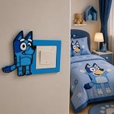 Bluey Anahtar &amp; Priz &Ccedil;er&ccedil;evesi &ndash; El Yapımı Işık Anahtarı S&uuml;s&uuml; &ndash; &Ccedil;ocuk Odası Duvar Dekoru &ndash; Dekoratif Hediye