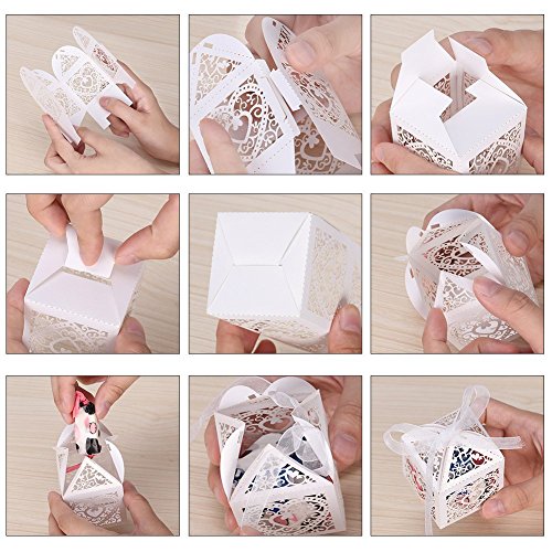 GHB 100pcs Süßigkeit Kästen Geschenkboxen Hochzeit Bonbons Boxen für Partys Geschenk Taufe Hochzeit Geburtstag usw Dekorpapier Weiß - 6