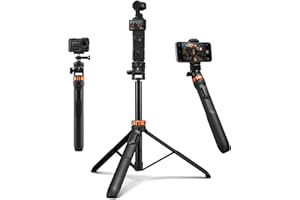 K&F Concept Statyw do smartfonów i aparatów, Selfie Stick 175cm MS24, Selfie Stick z pilotem Bluetooth i klipsem na telefon, adapter GoPro/DJI Action/ Insta360, Streaming e Vlogging