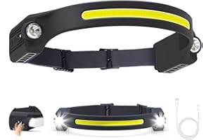 Puersit LED Head Torch USB Rechargeable Headlamp 6 Modes Motion Sensor Headligh 260° LED Headtorch Lightweight IPX4 Waterproof Hands-Free Flashlight for Camping,Running,Fishing,Cycling (1 Pack)