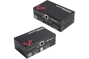 V AV ACCESS AV Access Dual Monitor HDMI KVM Extender LAN Ethernet RJ45 Over Cat5e/6/6a/7 Cable bis zu1080p@60Hz 60m, Zero Latency Extended Dual View, 4 USB 2.0 Ports für Tastatur/Maus, HDCP 1.4, PoC, 1 in 2 Out