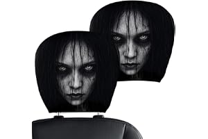 Halloween Ghost Face Headrest Covers 2 Pieces Stretchy Spooky Face Case | Scary Car Pillow - Soft Fabric 2 Pack Neck Guard