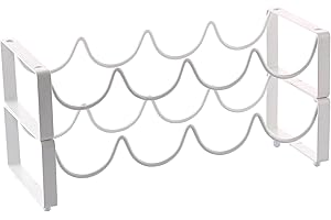 Olly & Rose Premium Wine Rack - 2 Pack - Coffee - Tabletop Stackable Wine Rack - 8 Bottle Free Standing Small Wine Bottle Holder (White)