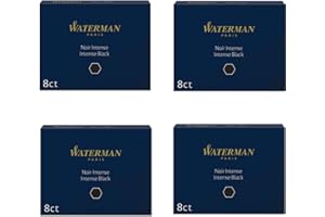 Waterman Cartuchos de tinta largos para plumas estilográficas, recambios de tinta negra intensa, paquete de 32 (S0110850)