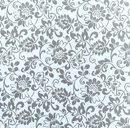 Klebefolie – Möbelfolie Ornamente Silber Grau – 90 cm x 200 cm – Dekorfolie mit silbernen Barock Elementen – dekorative selbstklebende Folie - 2