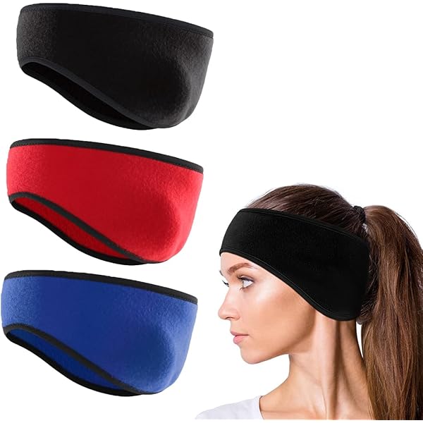 OIXEYA Lot De 3 Bandeaux Cache-Oreilles Hiver - Thermique Extensible Homme Femme - Course, Ski, Yoga