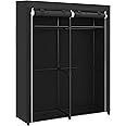 SONGMICS Wardrobe, Clothes Storage Wardrobe for Bedroom with 2 Clothes Rails, Fabric Portable Wardrobe, Collapsible, Clothes Rack, for Closet, 43 x 140 x 174 cm, Black RYG02BK