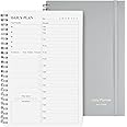 Daily Planner Undated, Asten To Do List Notebook Hourly Schedules Spiral Appointment Planner for Men and Women,PVC Hardcover,Elastic Closure, Inner Pocket 8.3" x 5.8" (Gray)