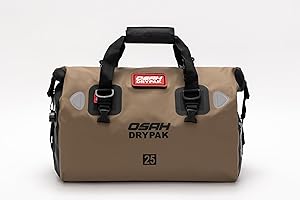 Greanthour Bolsa Seca Impermeable para Motocicleta,Cola de Equipaje Bolsa，Gran Espacio de Almacenamiento，los Hombros Adecuada para Ciclismo, Camping, Deportes Acuáticos(Barro marrón, 25L)