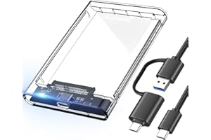 ELUTENG 2,5 Zoll Externe SSD Festplatte Gehäuse 5Gbps, USB C 3.1 Gen1 SATA Externe Gehäuse für 2,5 Zoll M2 SSD und HDD 9.5mm/7mm bis zu 6TB, SATA Adapter Unterstützung UASP mit WD Seagate Samsung