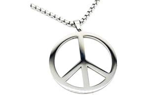 AB Viking Crafts Edelstahl Anhänger CND Symbol Peace Frieden mit Kette und Schmuckbeutel | Hippie Frieden Widerstand (Silber)