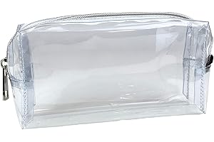 FASHIONSTATIONERY.COM Fashion Stationery Clear Pencil Case for Exams See Through Transparent Plastic GCSE Pencil Cases for Secondary School Cosmetic Travel Toiletries Makeup Bag Teenagers Students