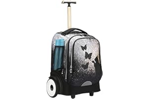 UNIKER Laptoptasche mit Rollen für 15,6 Zoll Laptops, Krankenschwestertasche auf Rädern, Geräuscharm T5 - Katze