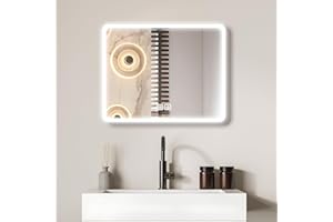 Bayt Espejo de baño con Luz 58 x 46 cm - Espejo con Luces 3 Modos LED - Interruptor Táctil - Anti Condensación