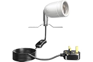 MAKINGTEC 300W Ceramic Reptile Heat Lamp, E27 Base Ceramic Heat Bulb Rotatable Reptile Light with Inline ON/Off Switch for Turtle, Snake, Lizard, Dog, Chick - No Heat Bulb