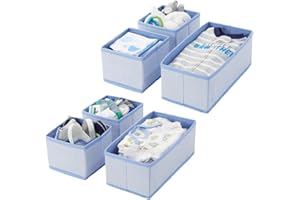 ‎MDESIGN mDesign 6er-Set Aufbewahrungsbox – atmungsaktive Stoffbox mit Fischgrätmuster für Windeln, Lätzchen etc. – vielseitige Schubladen Organizer für das Kinderzimmer – blau
