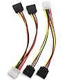 SDTC Tech 4 Pin Male IDE Molex to 15 Pin Female Dual SATA Power Splitter Adapter Cable 18AWG Copper Serial ATA Hard Drive Extension Cable (20cm) - 2 Pack