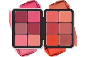 BSMKCL Rouge-Palette in 12 Farben,Textmarker,Rouge-Puder,Make-up,langlebig, wischfest,natürlich aussehend,mischbar,tierversuchsfrei,mattes Finish,Contour und Highlight,Rouge-Palette,Gesicht,Kosmetik,Make-up