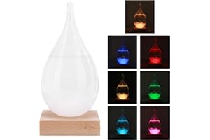 TIOODRE Storm Glass Weather Station, Glass Weather Forecaster with Colorful Light Base Barometer Weather Forecast Bottle Weather Predictor for Desktop Decor, Gift for Women's Day Unique Gift for Women