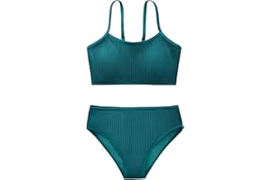 URMAGIC Mädchen 2 Stück Badeanzug Solid Spaghetti Strap Bikini Sets Strand Badeanzug Bademode für Teenager Kinder