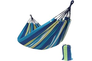OVYUZHEN Single/Double Outdoor Garden Camping Hammock,1/2 Person Hammock Canvas Soft Swing Sleeping Portable with Carrying Bag for Patio Yard Garden Backyard Porch Travel