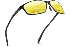 Nachtfahrbrille-Nachtsichtbrille zum Autofahren Polarisierte für Herren-Damen-Unisex,Al-Mg Metall-Rahme-Ultraleicht-UV400-Sportbrille,Reduziert effektiv Blendung von entgegenkommenden Scheinwerfern