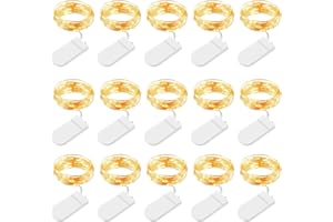 BROTOU LED String Lights, 2M 20 LED Battery Operated Fairy Lights, Waterproof Silver Plated Copper Wire Lights for in/Outdoor Decor, Christmas, Halloween, Valentine, Birthday (Warm White, 15 Pack)