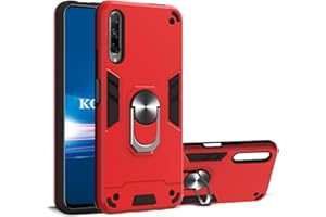 KOUYI for Huawei Y9S / Honor 9X Case, Full Body Protective Silicone TPU Gel Personalised Detachable 2 in 1 Shockproof Tough Armour Phone Cover with Ring Holder Kickstand (Red)