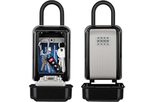 TEUEN Caja Fuerte de Llaves Exterior, Caja Fuerte para Llaves con Combinación de 4 Dígitos, Caja de Seguridad Impermeable Gran Capacidad Montaje en Pared para Hogar,Oficina,Garaje