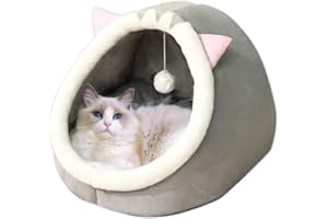 ODIWEN Cuccia da interni per gatti, Gatti Letto,Cuccia Gatto Chiusa Interno Cuccia Casa,Gatti Tenda Accogliente Letto,Cuccia per Gatti Morbida Calda Lettino,con Cuscino Imbottito Rimovibile e Lavabile