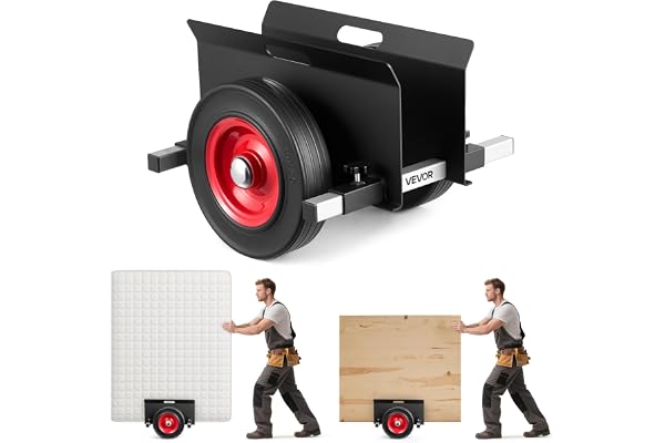 VEVOR Vagnhållare, belastning 453,6 kg, med gummihjul, plattrulle, stöd för transport av stålplattor, madrasser, dörrar och gipsskivor, svart, 412 x 450 x 300 mm