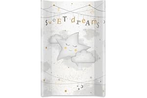 Albero Mio Hartschalenwickeltisch | 80x47 cm | Wickeltisch für Bett oder Kommode | Wickeltisch mit Sicherheitsfüßen | Babywickeltisch | Jungen- und Mädchenauflagen | Mein Stern