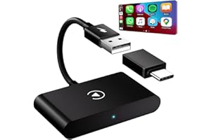 KOJ RLX For Apple Carplay Wireless Adapter UK, [MFi Certified] Wireless CarPlay adaptor Dongle for Wireless Control Stable Fast Connection Compatible with iPhone iOS 10+ & Cars from 2015 -Black