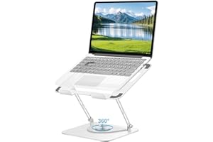 Zoelele Supporto per Laptop, Supporto PC Portatile con base girevole a 360°, Altezza Regolabile, Sollevatore Portatile, Compatibile con MacBook Pro/Air, iPad, Laptop e Tablet da 10 a 17,3" (Bianco)