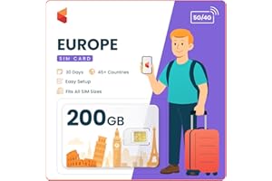 SimCorner 200GB Data Only - Europe & UK Prepaid Sim Card. 30 Days. No Daily Limit. Use In 50 Countries. Easy Activation. International Travel Sim Card. Sim 3-in-1 Size