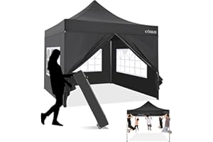 COBIZI Tonnelle de Jardin étanche 3x3m, Cadre épaissi, tonnelles d'extérieur Robustes, chapiteau de tonnelle avec 4 parois latérales pour l'extérieur, la fête