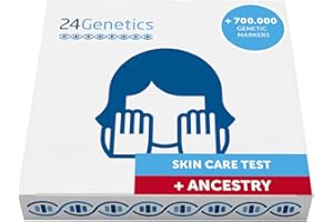 24Genetics Test Adn Dermagenético, Incluye Test Adn Ancestros Gratis, Analiza como Afecta tu Genetica a tu Piel, Hidratacion, Elasticidad, Oxidacion, Prueba Adn Desde Casa