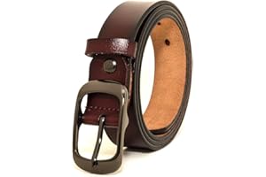 ESPOFY Ceinture pour femmes Ceinture en cuir véritable avec boucle en alliage à une broche rouge noir marron