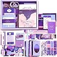 Branzios 346pcs Journal Supplies Kit Vintage Scrapbook Stickers Pack, Art Journal Kit, Bullet Junk Journal Planners DIY Decoration Paper Stickers Craft Kits Notebook Album Aesthetic Tape, Purple