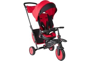 smarTrike STR7 - Passeggino a triciclo per bambini, compatto, triciclo facile da spingere, funge anche da bicicletta per bambini, triciclo deluxe dai 6 mesi in su, rosso e nero