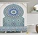 Produktbild tgyew Moroccan Decor Shower Curtain Set, Ceramic Tile with Ancient East Pattern Decorative Tracery Heritage Architecture, Bathroom Accessories, 60W X 72L Inches Extralong