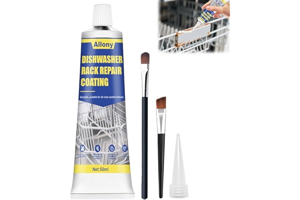 ALLONY Masilla Plastico Reparacion, Rerack Mantenimiento de Rejillas, Cesta Cubiertos Lavavajillas, Impermeable, Pintura Anticalorica Blanca, Agente Reparador de Cestas Oxidadas del Lavavajillas, 50ML
