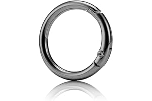 QIUTIMIY 15 Stück Rund Karabinerring O-Ring,Metall Runde Federspaltringe für Handtaschen, Schlüsselanhängern, Schnallen, Taschen, Geldbörsen(Pistole schwarz,19mm)