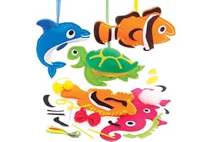 Baker Ross FE283 Kit da Cucito Animali Marini - Confezione da 4, Set da cucito per bambini, Attività creative per bambini, Progetto ideale di arti e mestieri