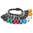 katerk 12 pcs 1/4 inch Hex Shank Aluminum Alloy Screwdriver Bits Holder, Light-weight Quick-change Extension Bar Keychain Drill Screw Adapter Change Portable (With Black Carabiner)