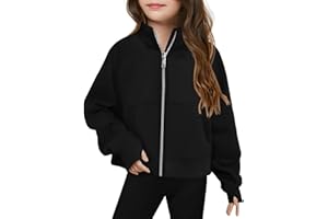 GENERISCH Sudaderas para niña con cremallera, cuello alto, forro polar, chaqueta de otoño e invierno, sudadera de manga larga, abrigo de 5 a 14 años