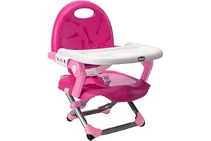 Chicco Pocket Snack Rehausseur Chaise Bébé pour Enfants de 6 mois à 3 ans (15 kg), Chaise Haute Portable, Réglable, avec Fermeture Compacte et Plateau Amovible - Pink